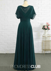 Pandora | A Line Dark Green Chiffon Long Bridesmaid Dress Near Me - Price #price_variant_lowest# - Dark Green - PromDressClub
